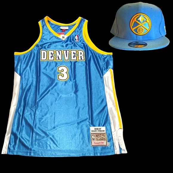 Mitchell & Ness The Answer Allen Iverson Denver Nuggets Premium 🏀 Jersey sz XXL - Picture 2 of 4
